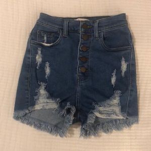 Distressed High Waisted Shorts